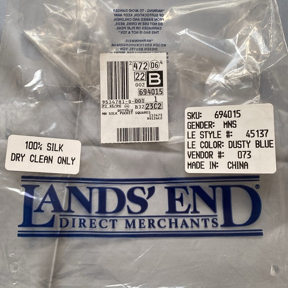 Lands End Silk Pocket Square Dusty Blue - Picture 7 of 7